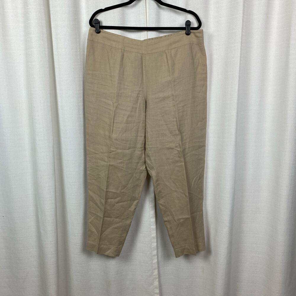Eileen Fisher Beige Tan Linen Pull On Pants Sz.L